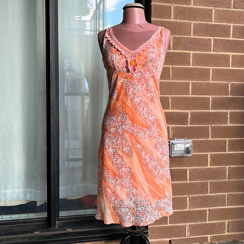 VINTAGE boho floral sleeveless midi dress